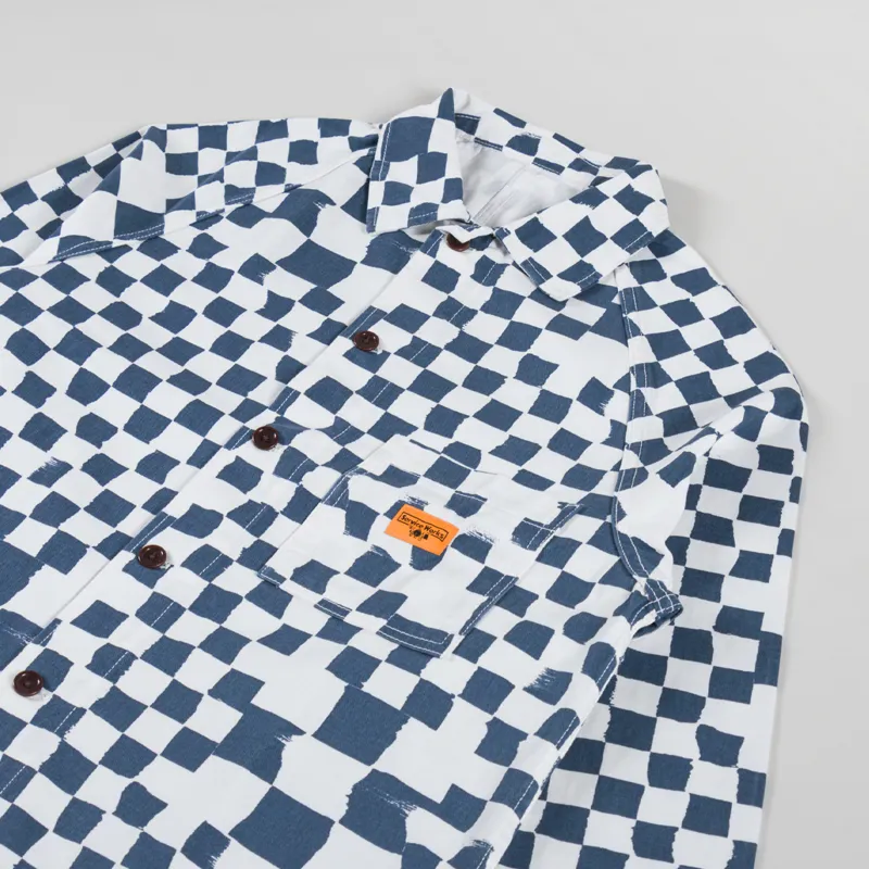 Service Works Drill Printed Front Of House Jacket Teal Checker-2
