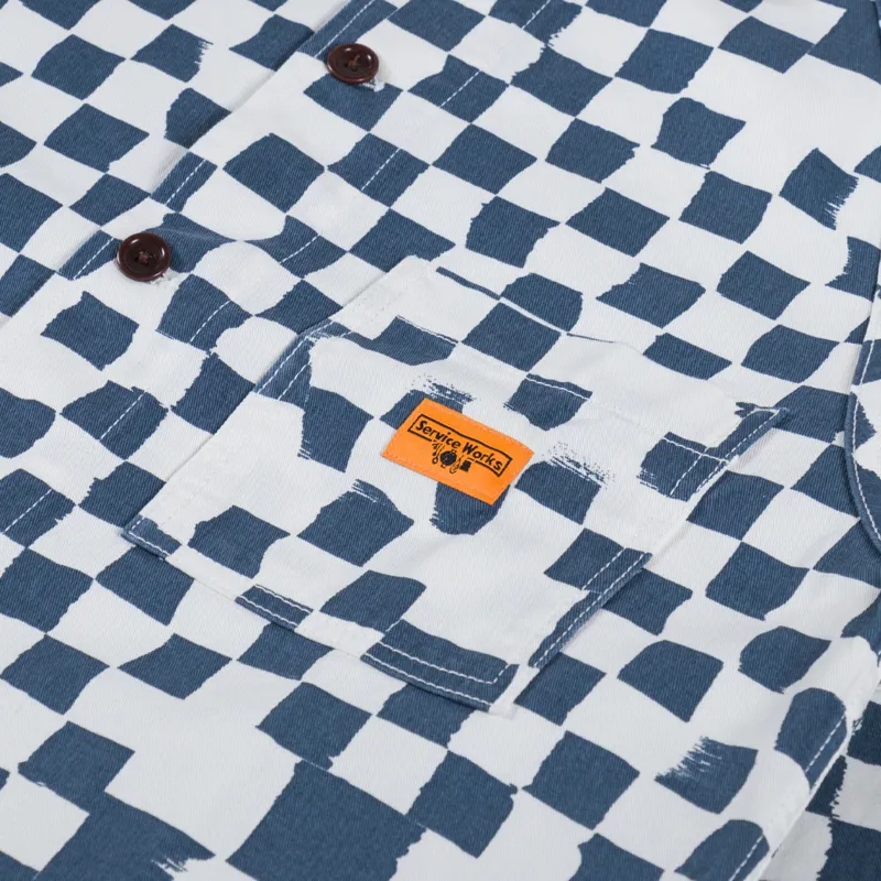 Service Works Drill Printed Front Of House Jacket Teal Checker-5
