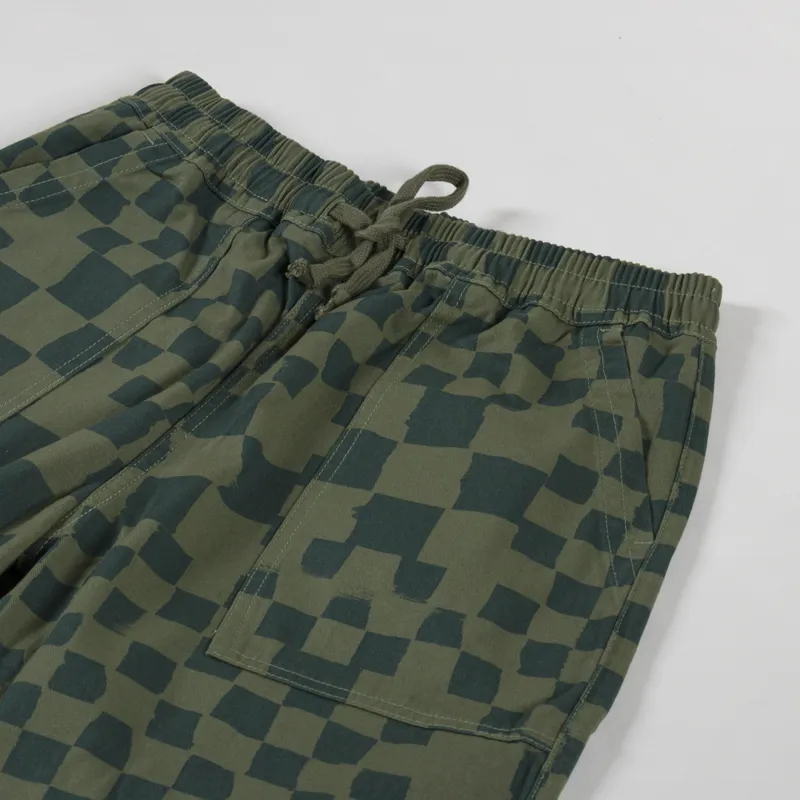 Service Works Printed Chef Shorts Olive Checker-2