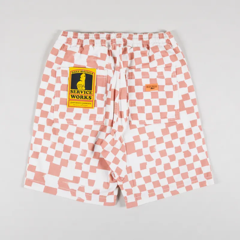 Service Works Printed Chef Shorts Salmon Checker-1