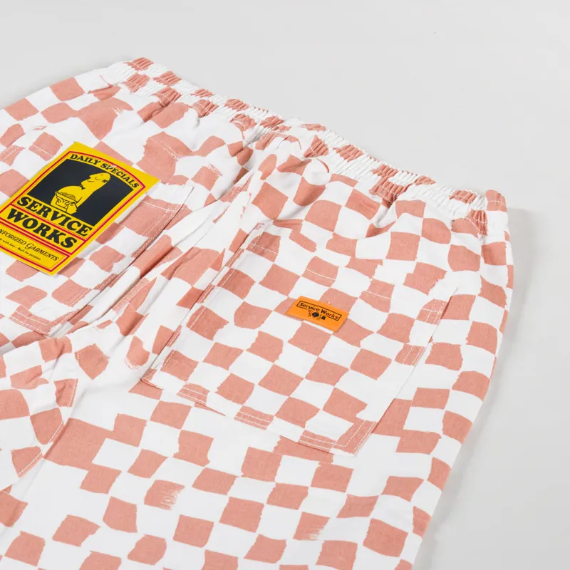 Service Works Printed Chef Shorts Salmon Checker-3