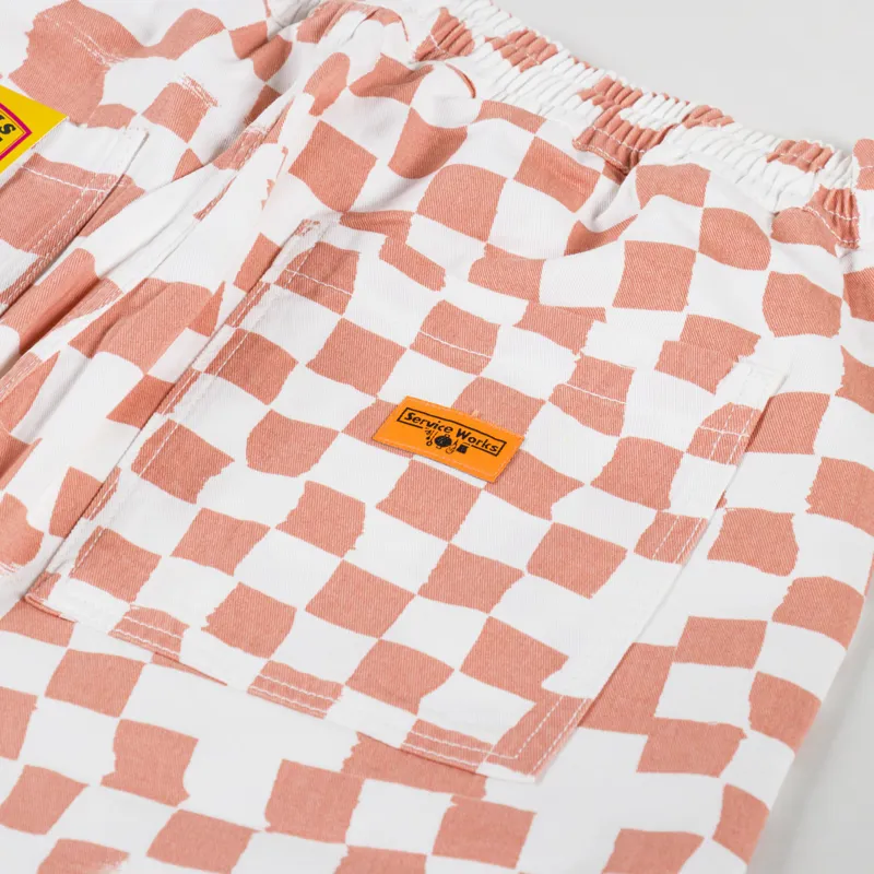 Service Works Printed Chef Shorts Salmon Checker-6