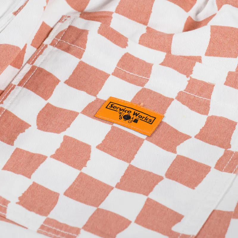 Service Works Printed Chef Shorts Salmon Checker-7
