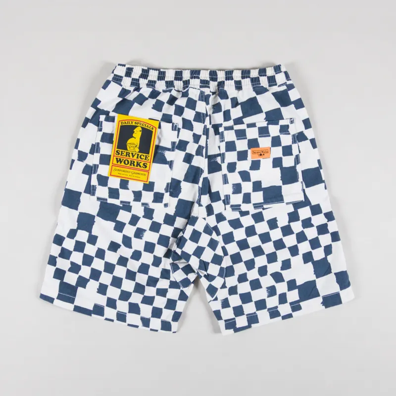 Service Works Printed Chef Shorts Teal Checker-1