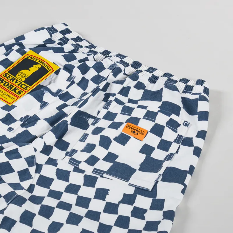 Service Works Printed Chef Shorts Teal Checker-3