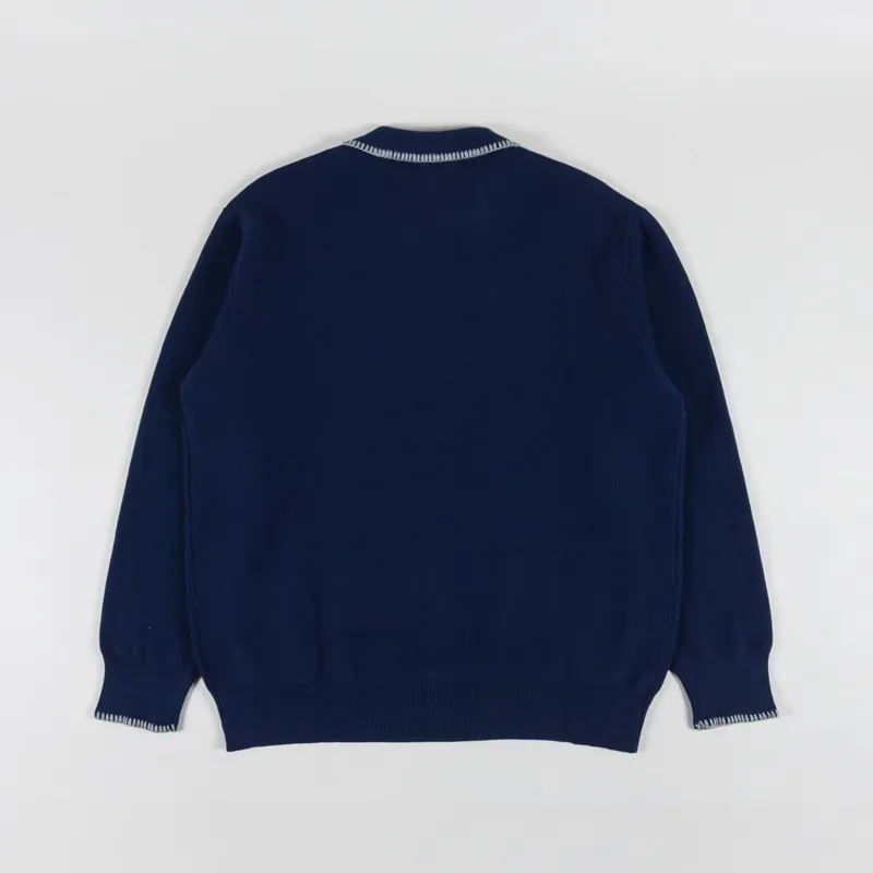 Service Works Blanket Stitch Cardigan Navy-1