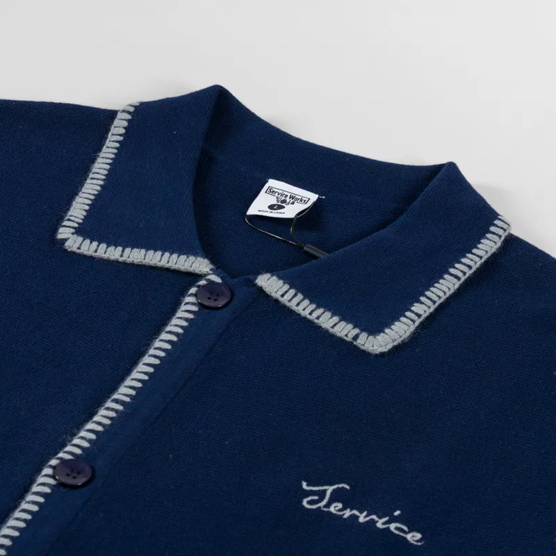 Service Works Blanket Stitch Cardigan Navy-4