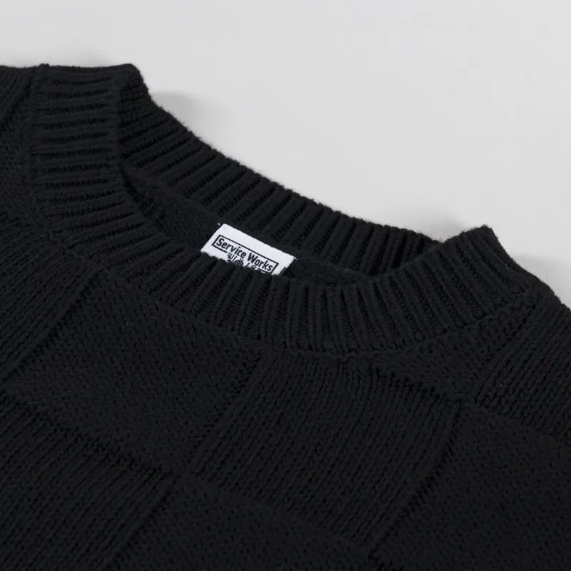 Service Works Check Knit Crewneck Black-4