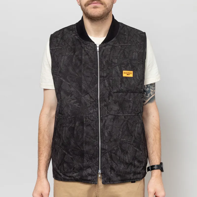 Service Works Mens Xerox Camo Padded Work Vest Mono Grey