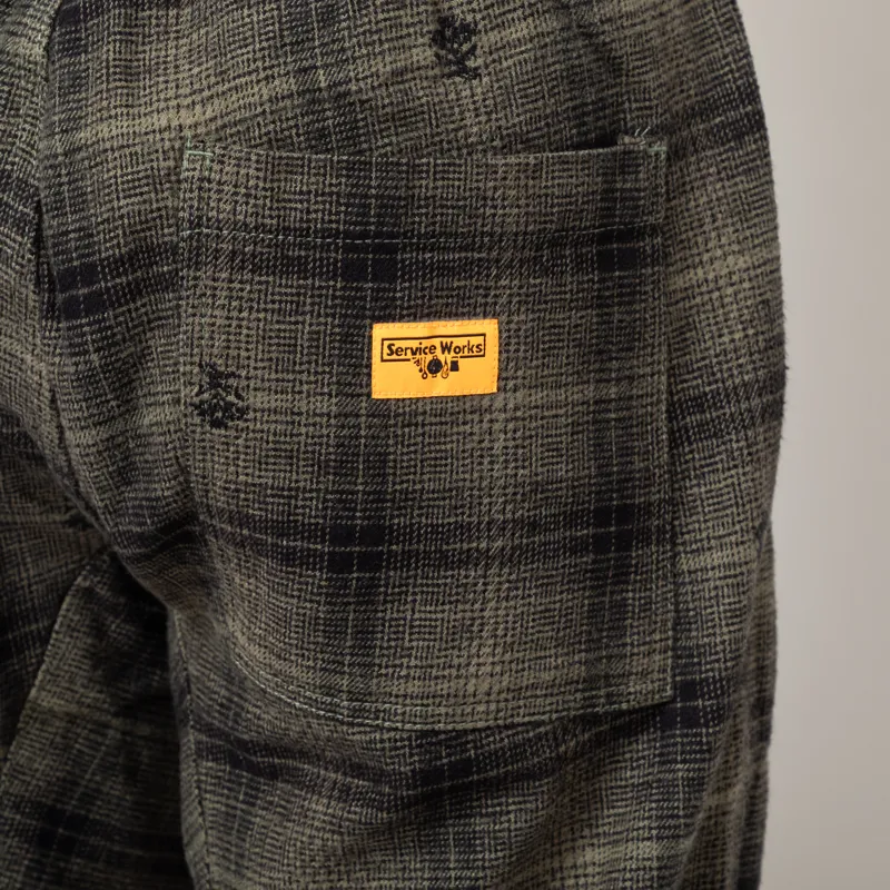 Service Works Thistle Plaid Chef Pants Olive-8