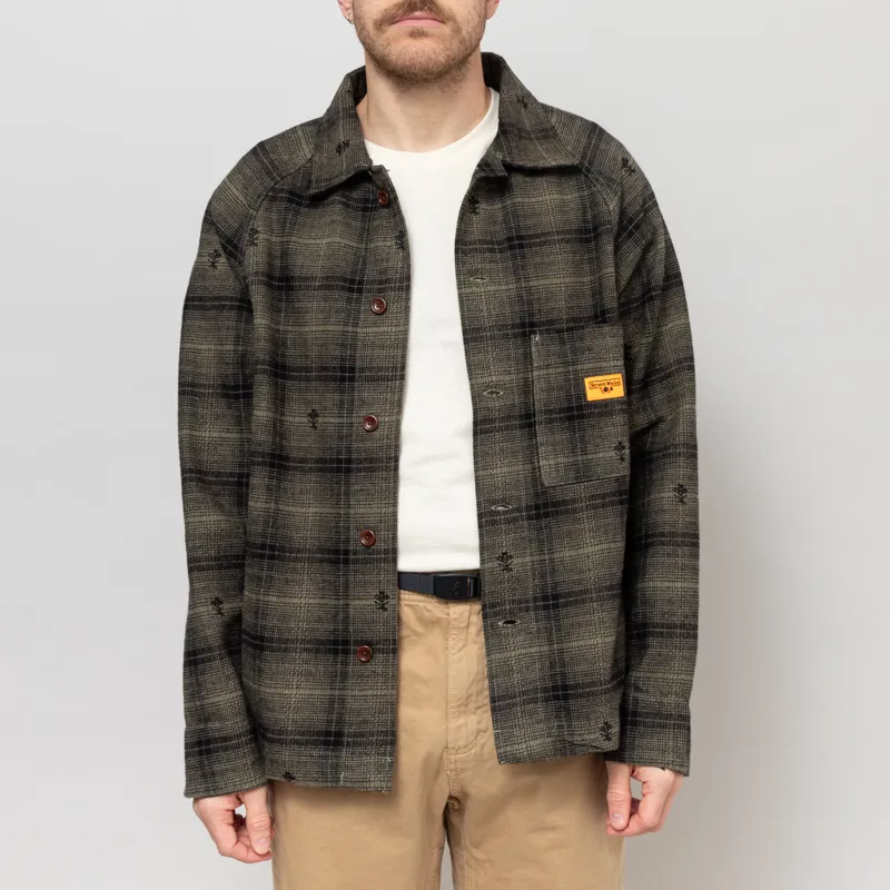 Service Works Thistle Plaid Front Of House Jacket Olive-1