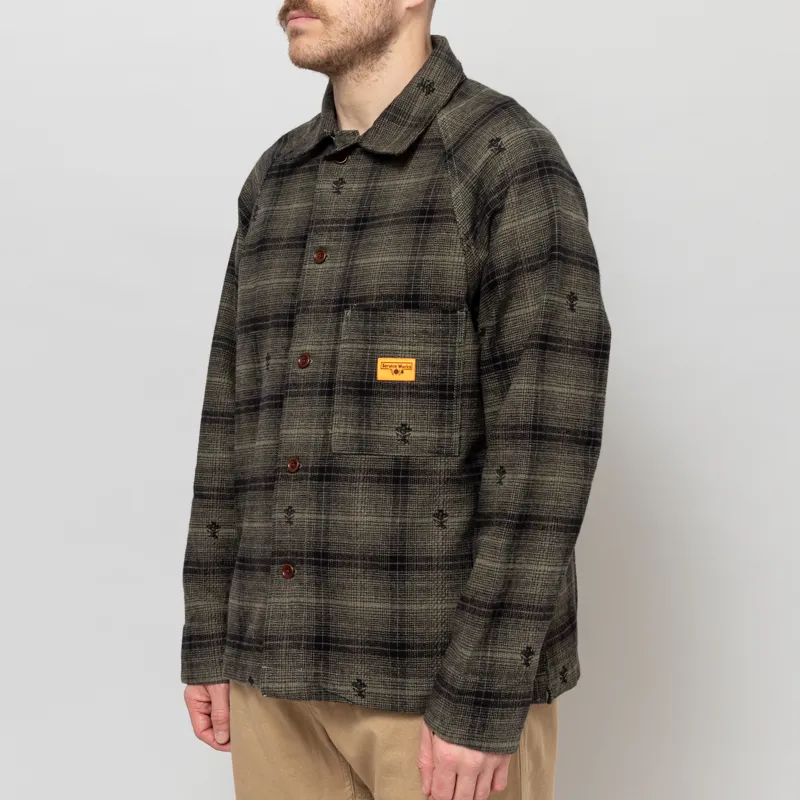 Service Works Thistle Plaid Front Of House Jacket Olive-2