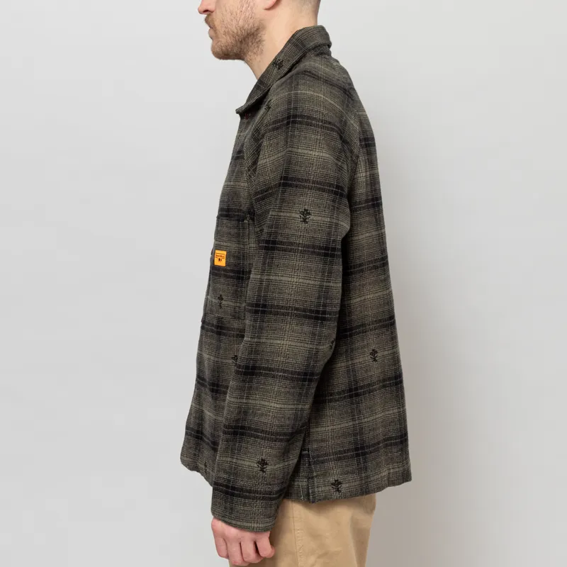 Service Works Thistle Plaid Front Of House Jacket Olive-3