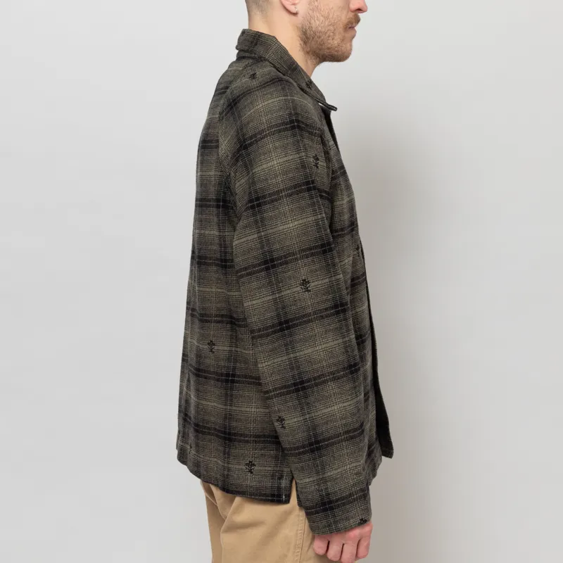 Service Works Thistle Plaid Front Of House Jacket Olive-5