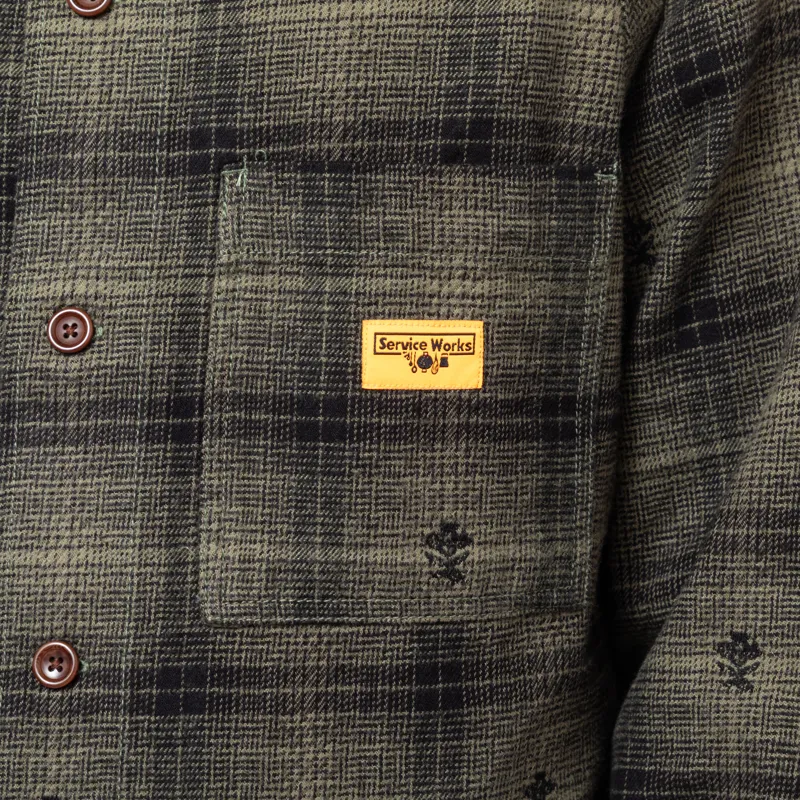 Service Works Thistle Plaid Front Of House Jacket Olive-7