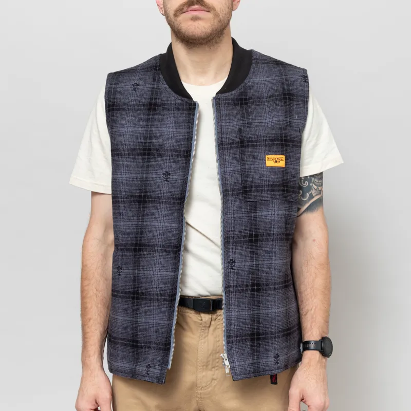 Service Works Thistle Plaid Padded Work Vest Black-2