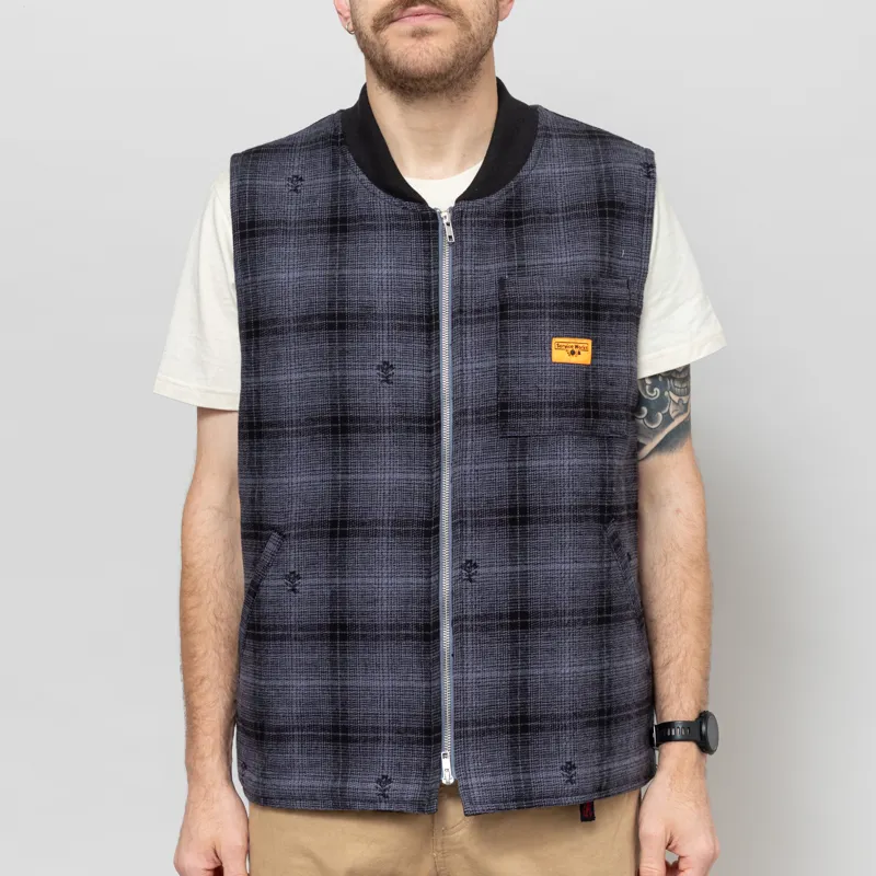 Service Works Thistle Plaid Padded Work Vest Black