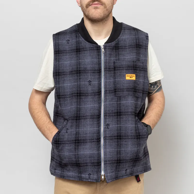 Service Works Thistle Plaid Padded Work Vest Black-1
