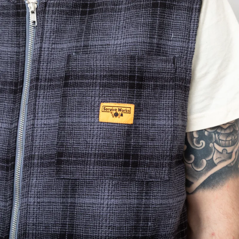 Service Works Thistle Plaid Padded Work Vest Black-8