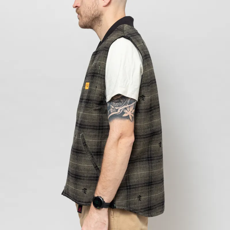 Service Works Thistle Plaid Padded Work Vest Olive-4