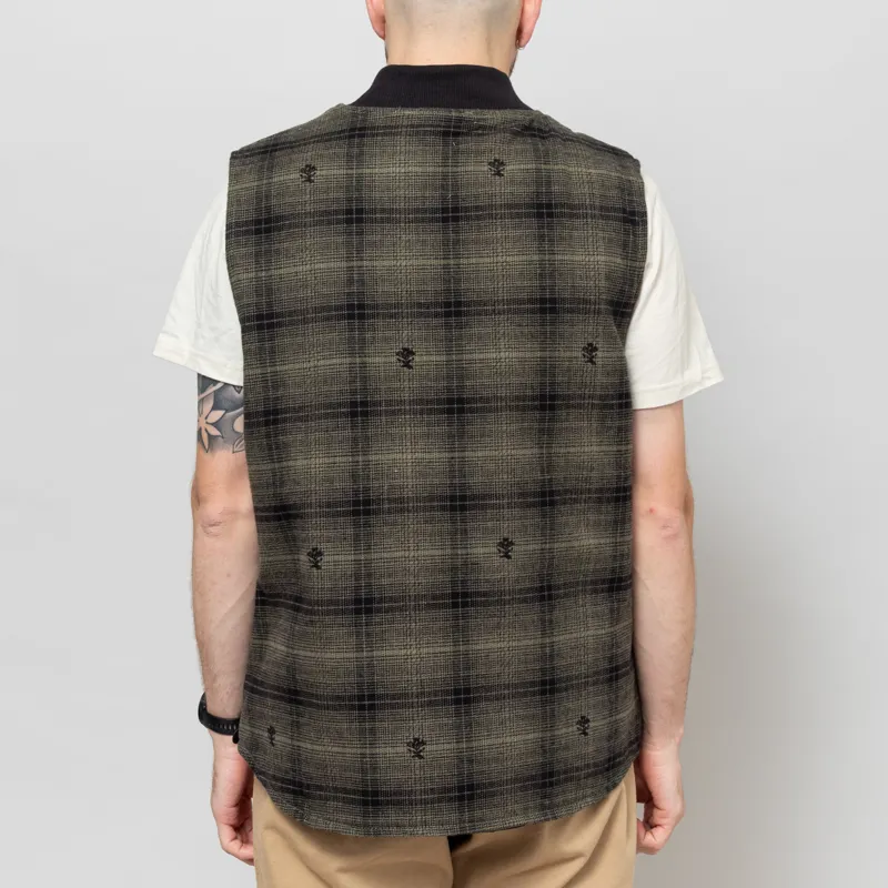 Service Works Thistle Plaid Padded Work Vest Olive-5