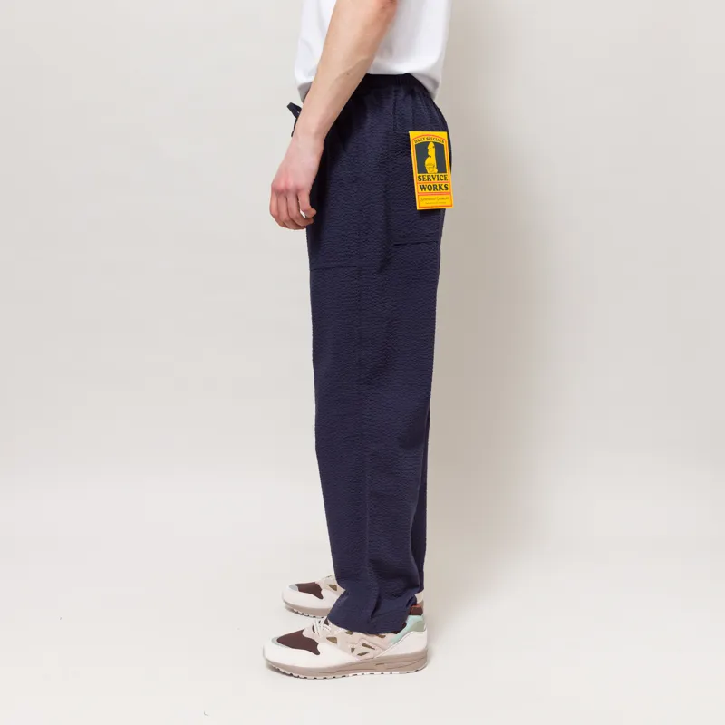 Service Works Seersucker Chef Pants Dark Navy-2