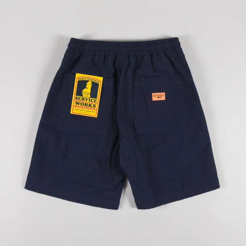 Service Works Seersucker Chef Shorts Dark Navy