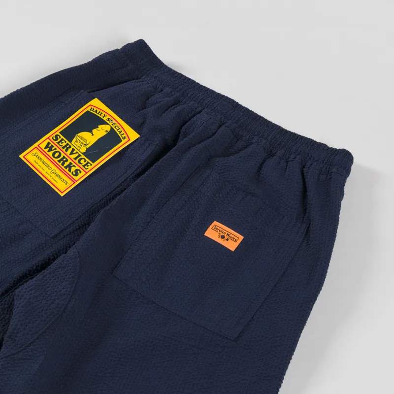 Service Works Seersucker Chef Shorts Dark Navy-2