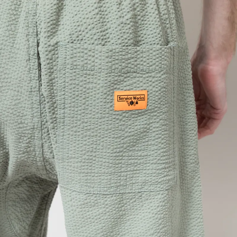 Service Works Seersucker Chef Shorts Sage-4