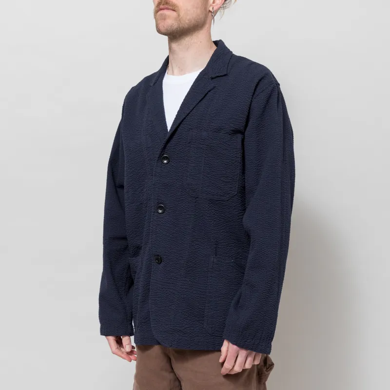Service Works Seersucker Server Suit Jacket Dark Navy-1