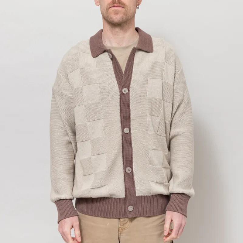 Service Works Check Panel Cardigan Mushroom