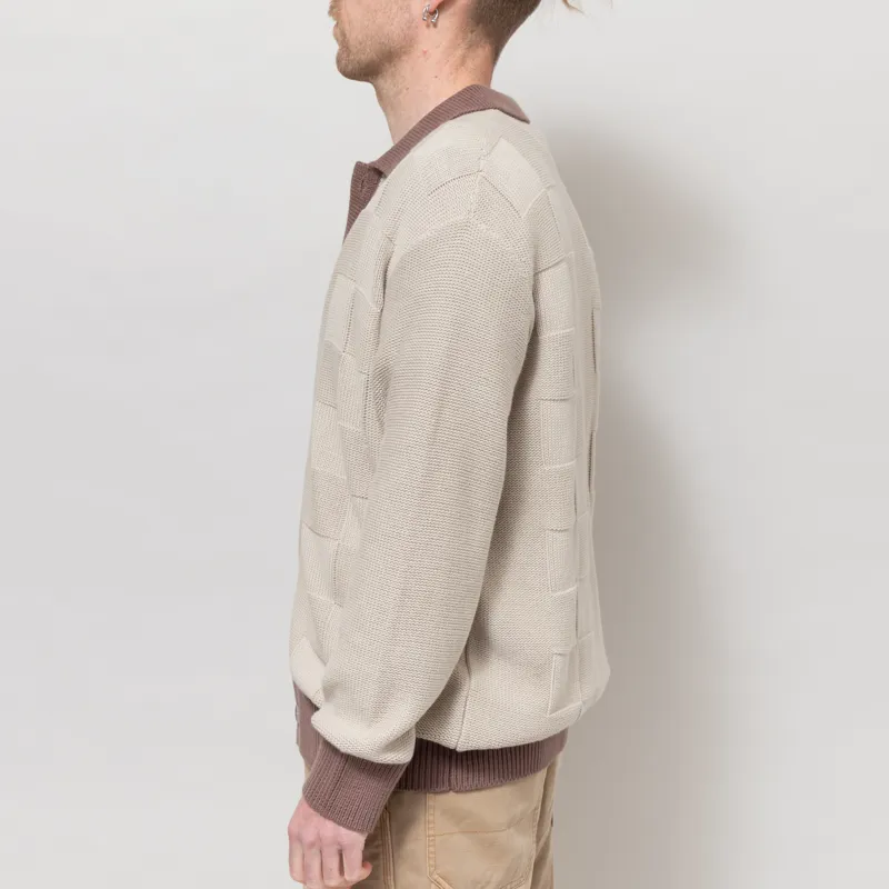 Service Works Check Panel Cardigan Mushroom-2