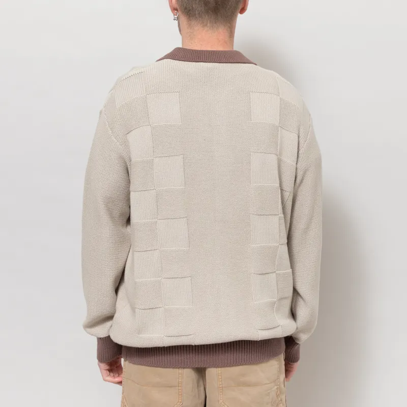 Service Works Check Panel Cardigan Mushroom-3