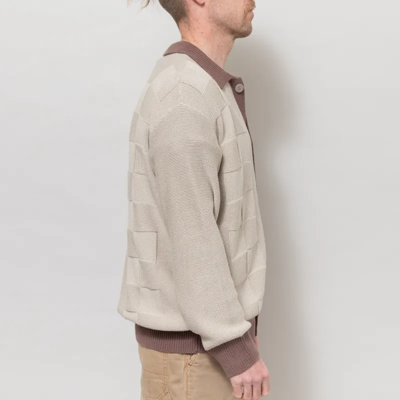 Service Works Check Panel Cardigan Mushroom-4