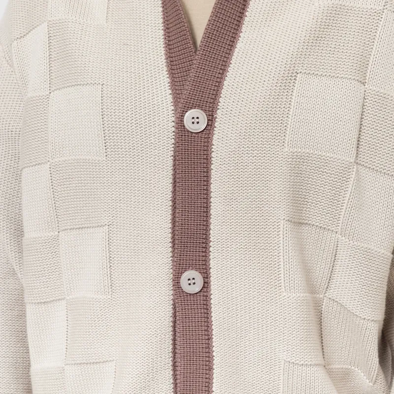 Service Works Check Panel Cardigan Mushroom-6
