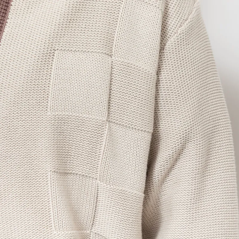 Service Works Check Panel Cardigan Mushroom-7