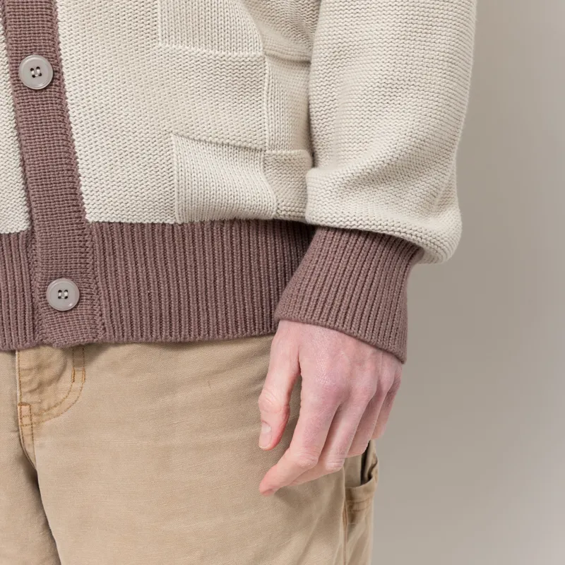 Service Works Check Panel Cardigan Mushroom-8