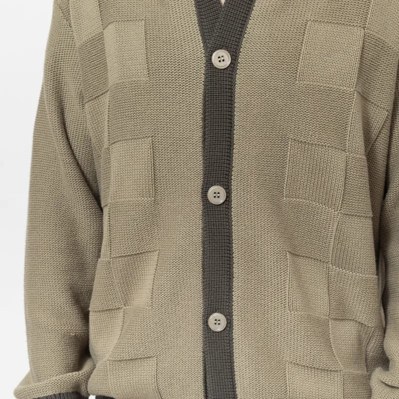 Service Works Check Panel Cardigan Olive-6
