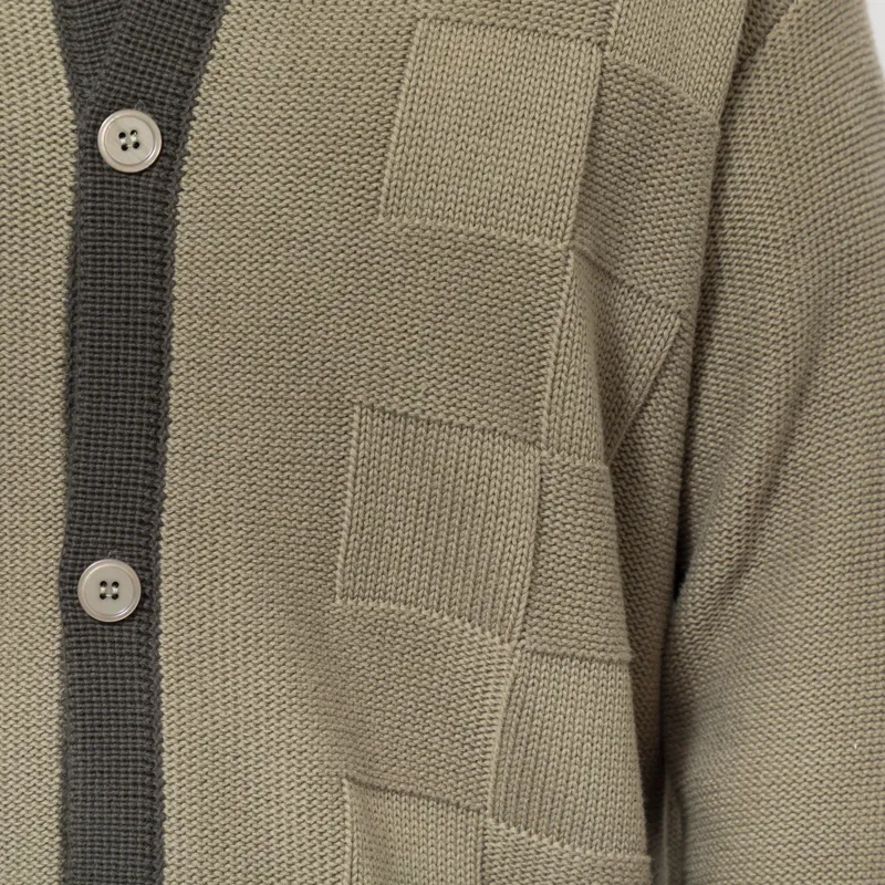 Service Works Check Panel Cardigan Olive-7