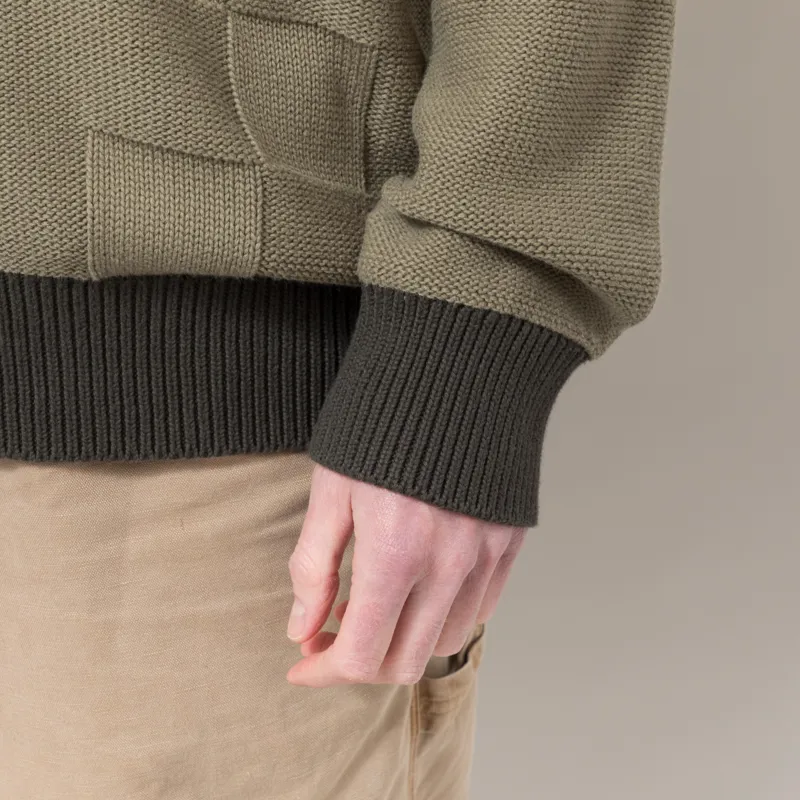 Service Works Check Panel Cardigan Olive-8