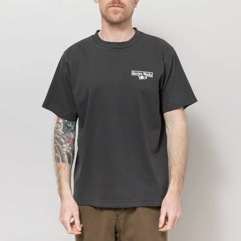 Service Works Pigment Dyed Trademark T Shirt Black