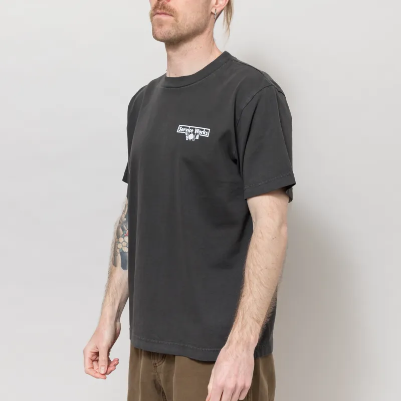 Service Works Pigment Dyed Trademark T Shirt Black-1