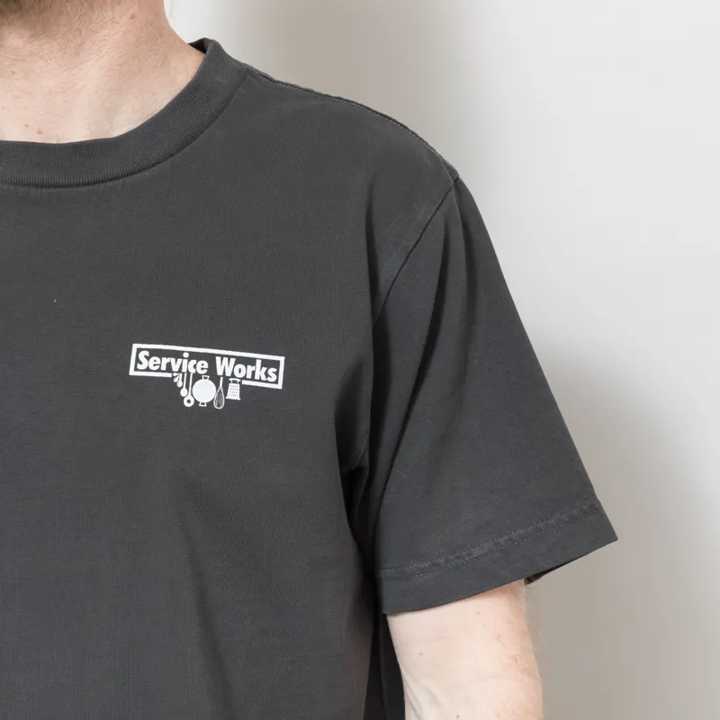 Service Works Pigment Dyed Trademark T Shirt Black-6
