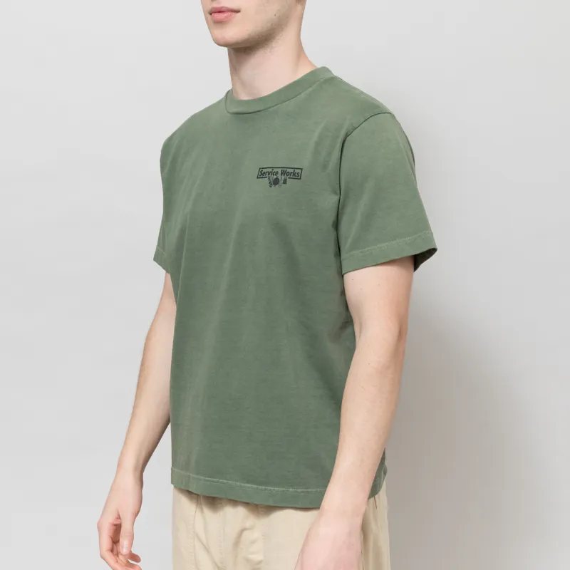 Service Works Pigment Dyed Trademark T Shirt Olive-1