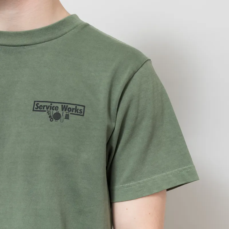 Service Works Pigment Dyed Trademark T Shirt Olive-4
