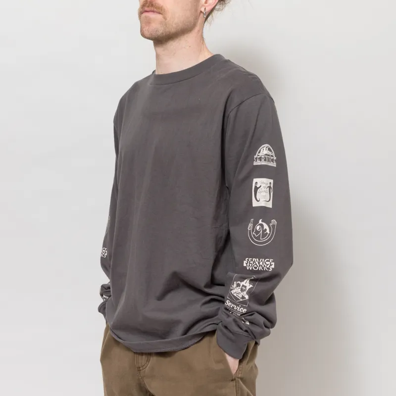 Service Works Bootleg Long Sleeve T Shirt Charcoal-1