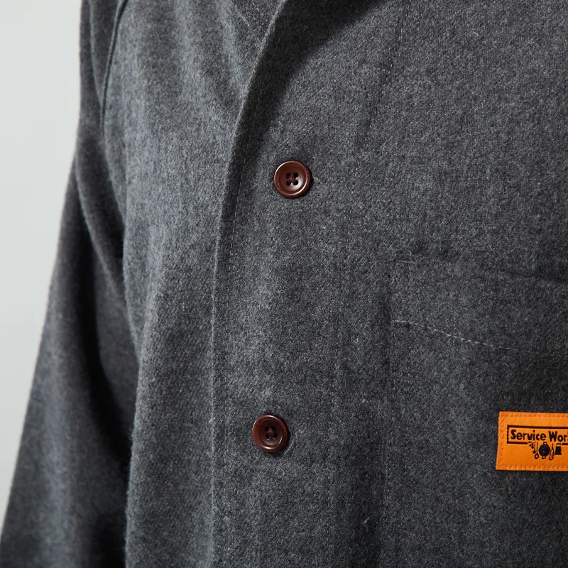 Service Works House Flannel FOH Overshirt Charcoal-6