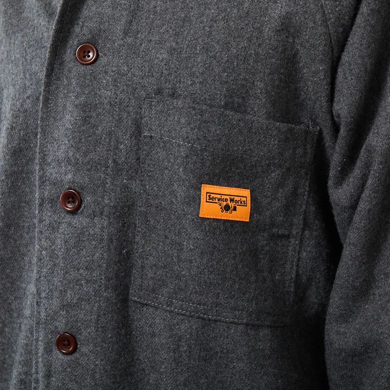 Service Works House Flannel FOH Overshirt Charcoal-8