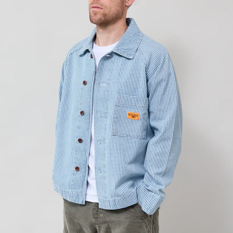 Service Works House Gingham FOH Overshirt Blue-1