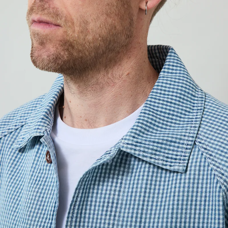 Service Works House Gingham FOH Overshirt Blue-3